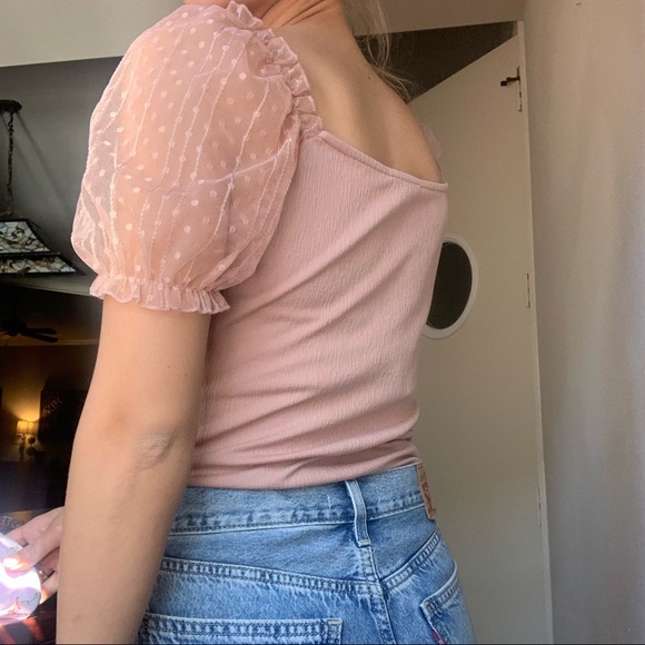 Pink Puff Sleeve Top - Picture 2 of 3